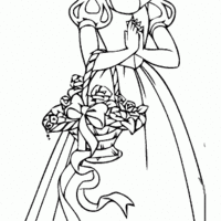 Desenho de Branca de Neve com ceto de flores para colorir