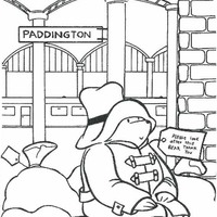 Desenho de Paddington na estação de trem para colorir