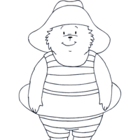 Desenho de Paddington na praia para colorir