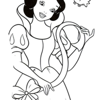 Desenho de Branca de Neve com fita de presente para colorir