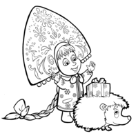 Desenho de Masha e o porco-espinho para colorir