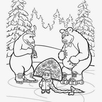Desenho de Masha e os ursos para colorir