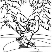 Desenho de Masha tentando patinar para colorir