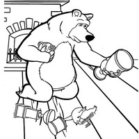 Desenho de Urso revendo seus troféus para colorir
