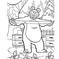 Desenho de Urso medindo armários para colorir