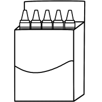 Desenho de Caixa com vários gizes de cera para colorir