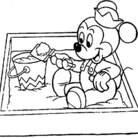 Desenho de Mickey Baby na caixa de areia para colorir