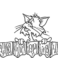 Desenho de Gato miando na cerca para colorir
