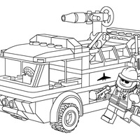 Desenho de Caminhão de bombeiro Lego para colorir