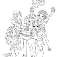 Desenho de Lego Friends na festa de aniversário para colorir