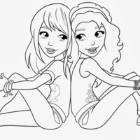 Desenho de Stephanie e Emma de Lego Friends para colorir