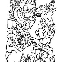 Desenho de Papai Noel e os Sete Anões para colorir