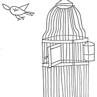 Desenho de Pássaro fugindo da gaiola para colorir