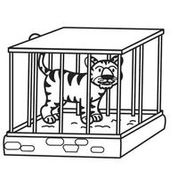 Desenho de Tigre na jaula para colorir