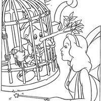 Desenho de Pinóquio na gaiola para colorir