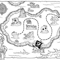 Desenho de Mapa do tesouro para colorir