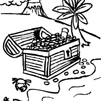 Desenho de Baú de tesouro pirata para colorir