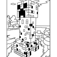 Desenho de Creeper na praça para colorir