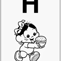 Desenho de Alfabeto da Turma da Monica Letra H para colorir