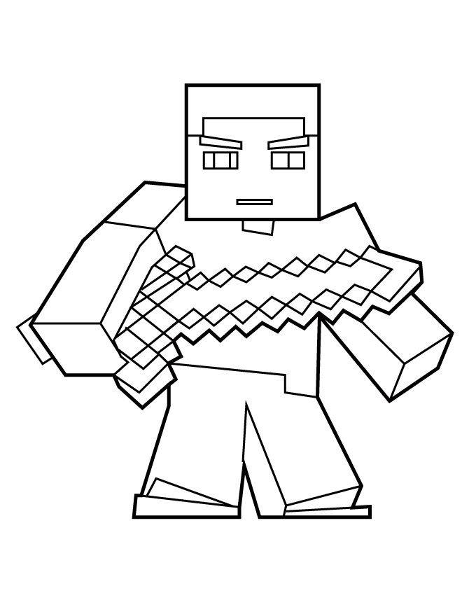 Desenho de Minecraft Armadura de Diamante de Steve para colorir