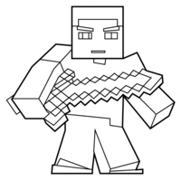 Desenho de Steve Minecraft com espada para colorir