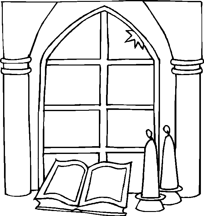 Desenho De Biblia E Velas Na Janela Para Colorir Tudodesenhos