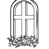 Desenho de Janela da igreja para colorir