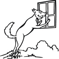 Desenho de Lobo na janela para colorir