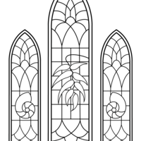Desenho de Vitrais da igreja para colorir