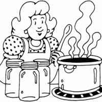 Desenho de Mulher fazendo cozinheira para colorir
