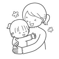 Desenho de Mulher abraçando filho para colorir
