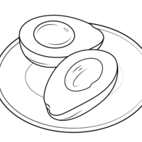 Desenho de Abacate no prato para colorir