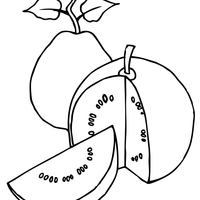 Desenho de Goiaba cortada para colorir