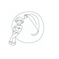 Desenho de Menino e pêssego gigante para colorir