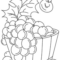 Desenho de Cesto de uvas roxas para colorir