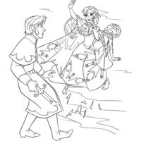 Desenho de Anna brigando com Hans para colorir