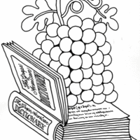 Desenho de Uvas e dicionário para colorir