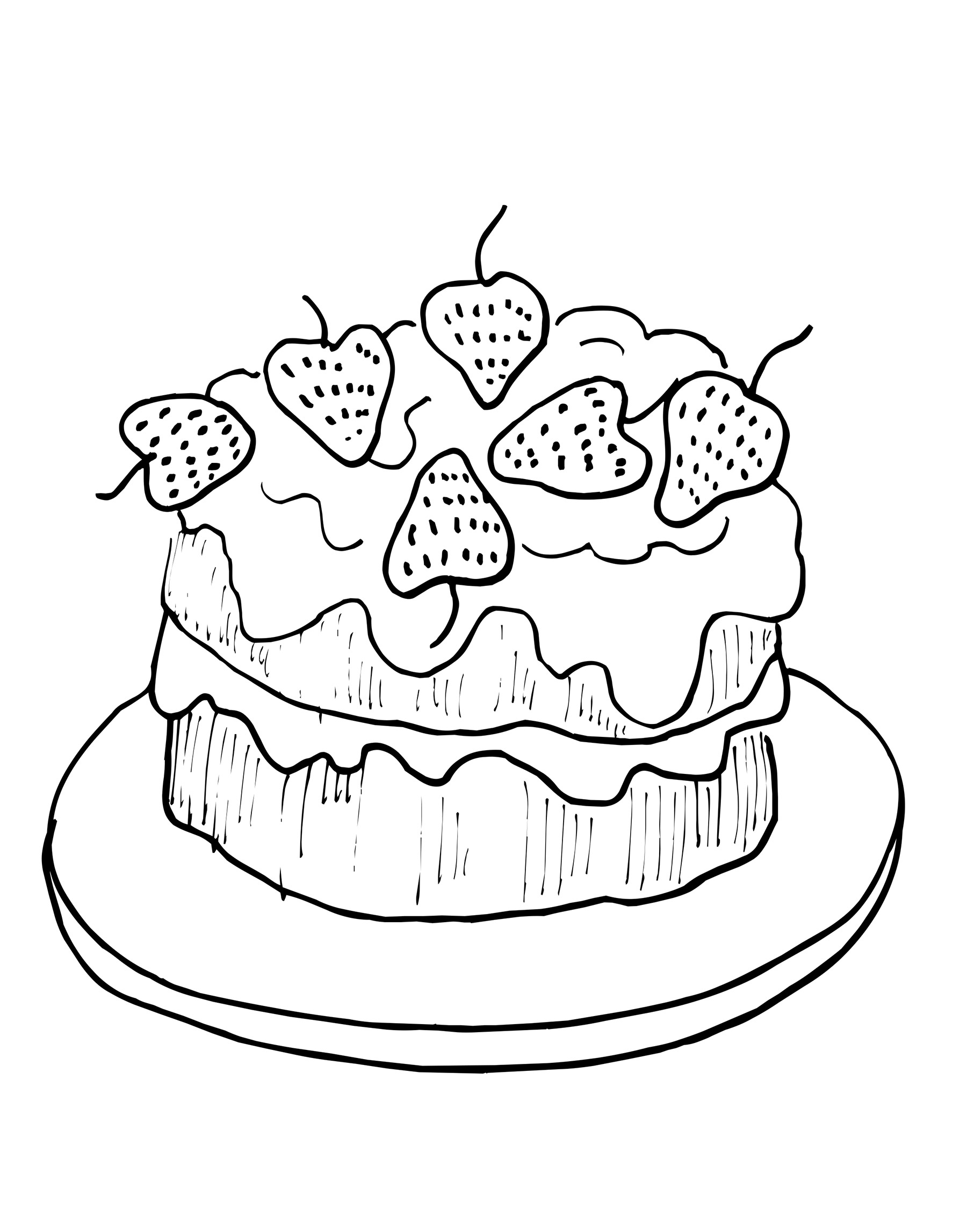 Bolo de morango para colorir - Imprimir Desenhos