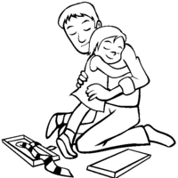 Desenho de Filha abraçando papai para colorir