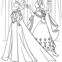 Desenho de Anna e Elsa brigando para colorir
