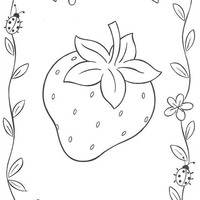 Desenho de Morango e joaninhas para colorir