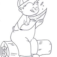 Desenho de Menino comendo melancia para colorir
