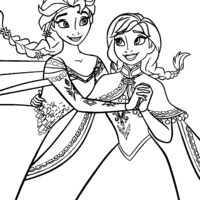 Desenho de Anna e elsa dançando para colorir