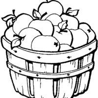 Desenho de Cesta com maçãs para colorir