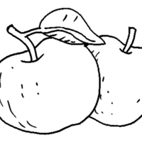 Desenho de Duas maçãs para colorir