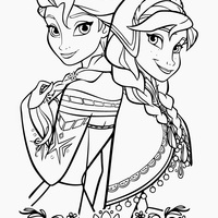 Desenho de Anna e Elsa irmãs amigas para colorir
