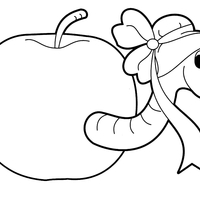 Desenho de Bonito bichinho da maçã para colorir