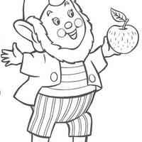 Desenho de Duende e maçã para colorir