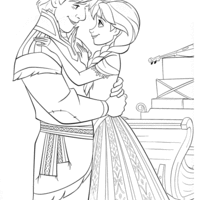 Desenho de Anna e Kristoff apaixonados para colorir