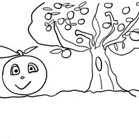 Desenho de Laranjeira no bosque para colorir